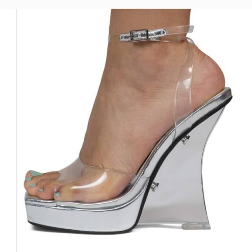 Jeffrey Campbell Clear Silver Wedges